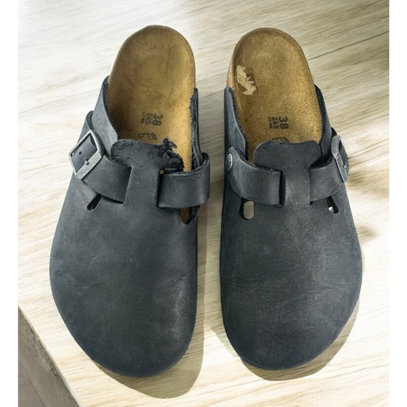 Birkenstock Shoes - *Damaged* Birkenstock Boston Slip On Clog Mules Black Size 38 US 7 L7 M5 *Flawed